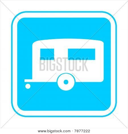 Blauw bord op een witte achtergrond