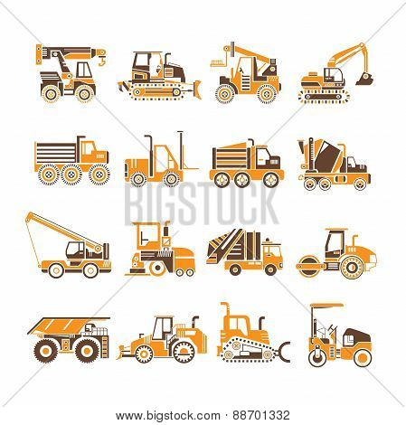 construction equipment icons, truck icons