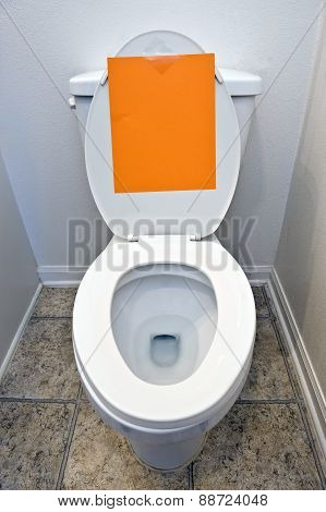 Toilet Bowl With Blank Sign