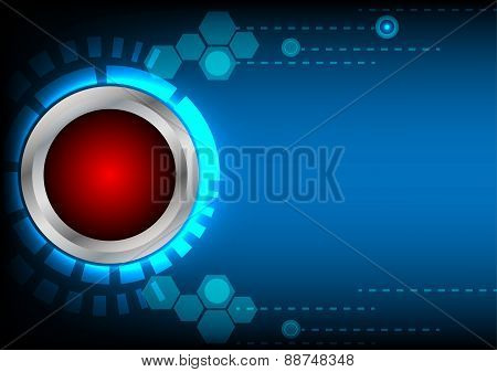 Abstract Button Red Technology On Blue Background