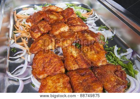 Grilled Tawa Fish At An Indian Restaurant Buffet