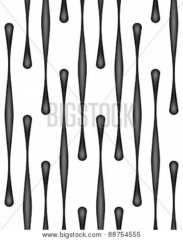 Vertical Black Paint Drops, Vector Seamless Pattern.