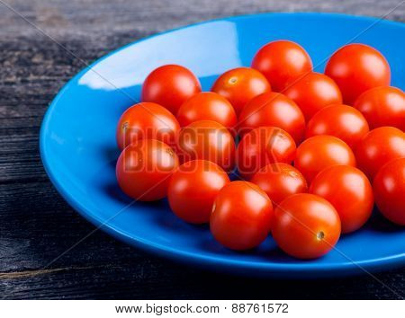 Cherry Tomatoes On Blue Platel