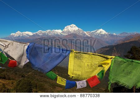 Buddhist Prayer Flags And The Himalayas