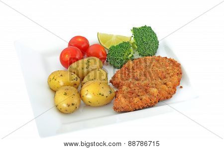 Turkey escalope meal isolated