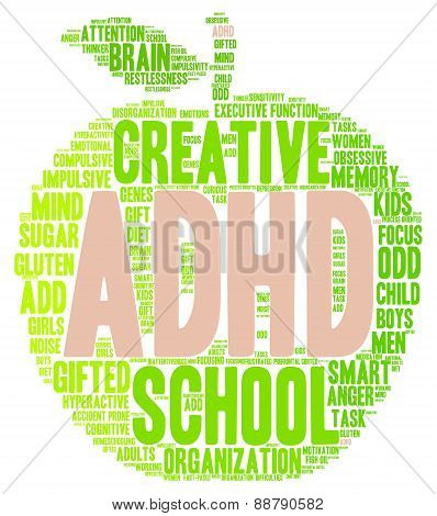 ADHD Apple Shaped Word Cloud