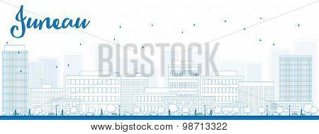 Outline Juneau (Alaska) Skyline with Blue Buildings. Vector Illustration