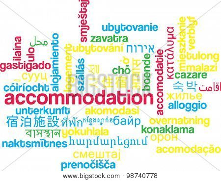 Background concept wordcloud multilanguage international many language illustration of accommodation