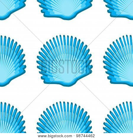 Scallop seashell semless pattern on background. illustration