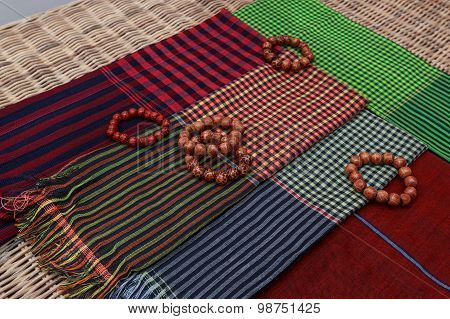 Colorful Traditional Khmer Scarfs And Beads