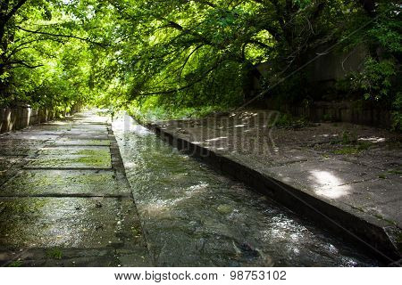 Concrete Riverbed And Banks Of The Lybid River (kyiv)