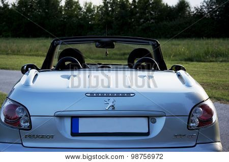Subotica, Serbia, July 23, 2015: Photo Shooting Of A Convertible Peugeot 206 Cc Car, With Roof Down