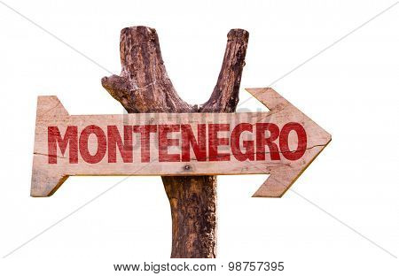 Montenegro wooden sign isolated on white background