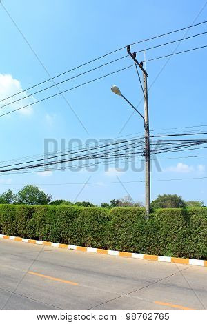 Empty Road And Lamp
