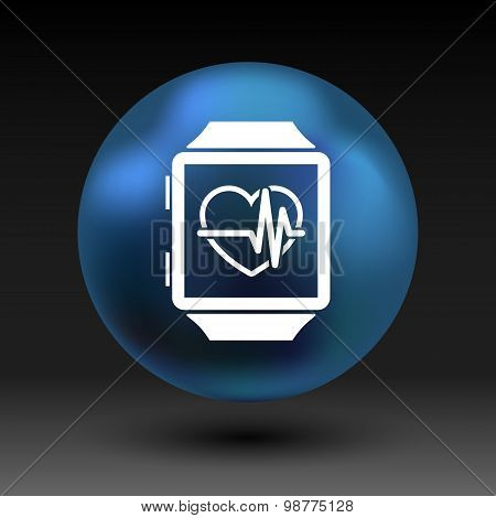 Vector illustration pulsometer heart rate monitor watch icon