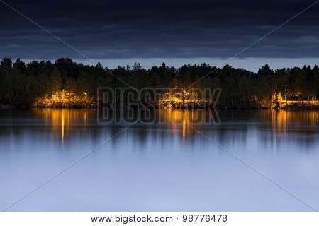 Street Light On Path By River