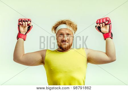 Concept for plump funny sporty man