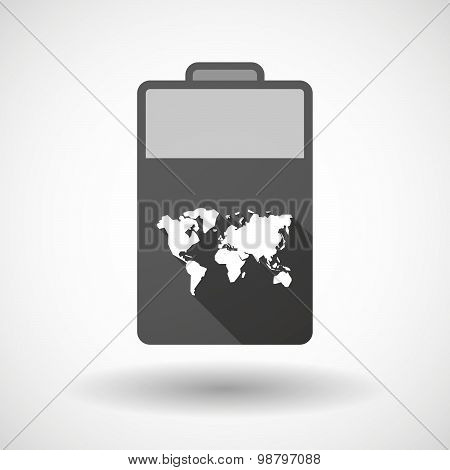 Isolated Battery Icon With A World Map