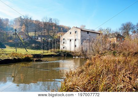 Autumn Landscape Of The Countryside: Old Non-working Watermill N