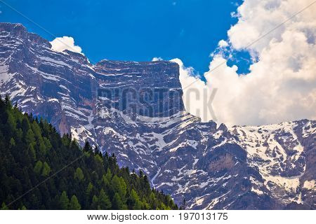 Alpine Landscape Layers In Dolomite Alps View