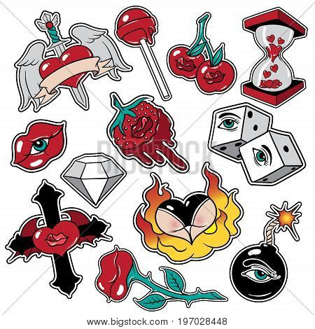 Vector hand drawn collection of surreal illustrations. Tattoo artwork. Template for card poster banner print for t-shirt.