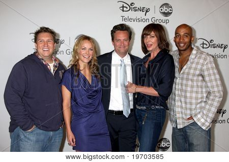 LOS ANGELES, CA - AUG 1: Nate Torrence, Andrea Anders, Matthew Perry, Allison Janney & Nate Torren