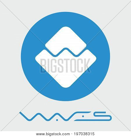 Waves decentralized blockchain  criptocurrency platform vector logo.