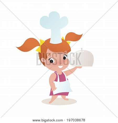 little child girl illustration vector flat style