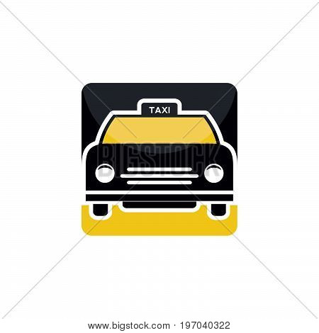 Yellow taxi car.Transport taxis for passengers. Taxi station single icon square buttons.