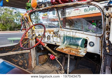 An old car at the historic Route 66 highway