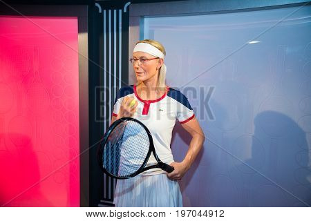 Prague, Czech republic, July 22, 2017: Martina Navratilova in Grevin museum of the wax figures in Prague.