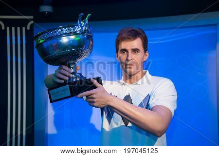Prague, Czech republic, July 22, 2017: Ivan Lendl in Grevin museum of the wax figures in Prague.