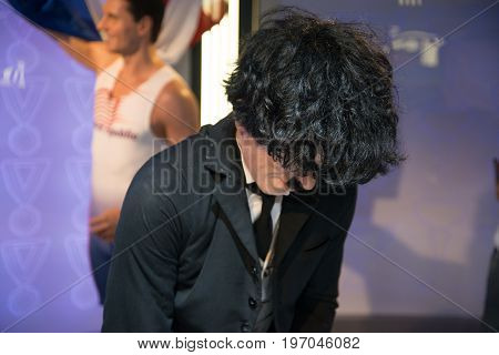Prague, Czech republic, July 22, 2017: Charlie Chaplin in Grevin museum of the wax figures in Prague.