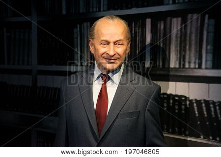 Prague, Czech republic, July 22, 2017: Alexander Dubcek in Grevin museum of the wax figures in Prague.