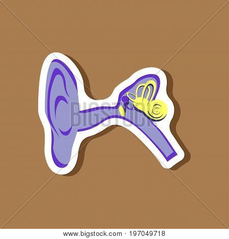 human ear paper sticker on stylish background