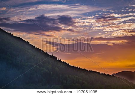 Picturesque sunset in Altai mountains Ridder Kazakhstan