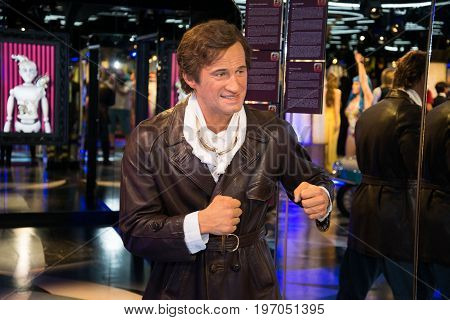 Prague, Czech republic, July 22, 2017: Jean Paul Belmondo in Grevin museum of the wax figures in Prague.
