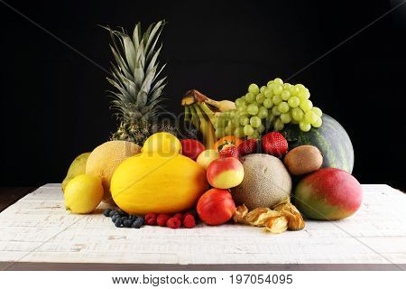 Fresh Fruits.mixed Fruits Background.healthy Eating, Dieting, Love Fruits.