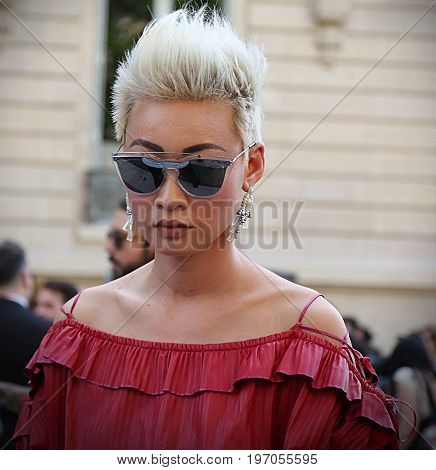PARIS- 21 June 2017 Esther Quek on the street during the Paris Fashion Week