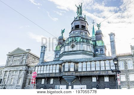 Montreal, Canada - May 27, 2017: Front Exterior View Of Chapelle Notre Dame De Bon Secours In Quebec