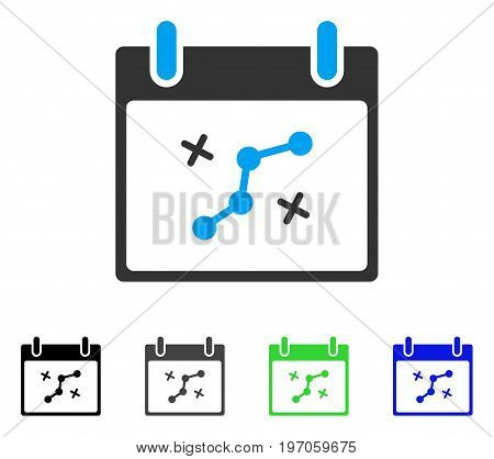 Path Points Calendar Day flat vector pictograph. Colored path points calendar day gray, black, blue, green pictogram versions. Flat icon style for graphic design.