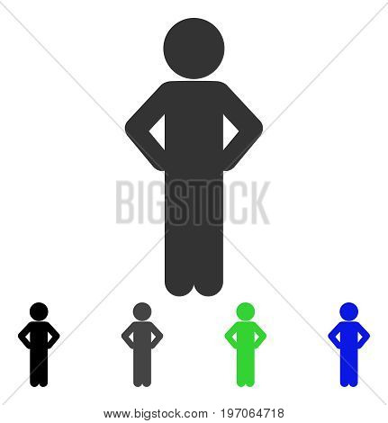 Child Akimbo flat vector icon. Colored child akimbo gray, black, blue, green icon variants. Flat icon style for application design.