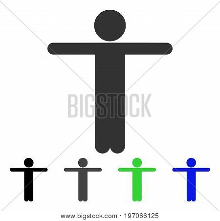 Child Scarescrow flat vector pictograph. Colored child scarescrow gray, black, blue, green icon variants. Flat icon style for web design.