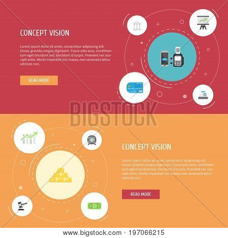 Flat Icons Strongbox, Payment, Growing Chart And Other Vector Elements