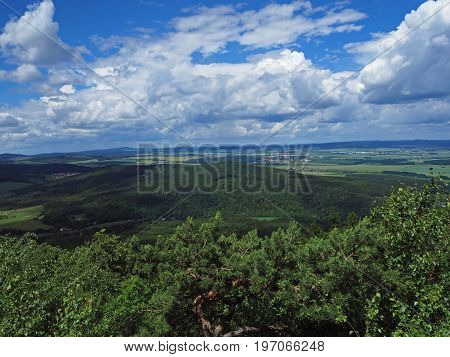 View From Top Of The Mountain In Jeseniky- Hills, Trees, Villages