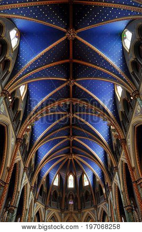 OTTAWA, CANADA - JUL.5, 2011: Notre-Dame Cathedral Basilica inside, Ottawa, Ontario, Canada.