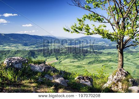 Beautiful view from hill Hrdos (Ostre). Mala Fatra mountains landscape. Region Orava Slovakia