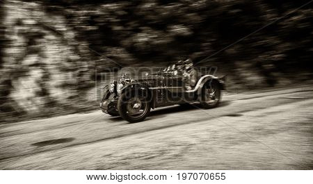 GOLA DEL FURLO, ITALY - MAY 19: MG C TYPE MIDGET SUPERCHARGED 1932 on an old racing car in rally Mille Miglia 2017 the famous italian historical race (1927-1957) on May 19 2017
