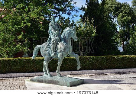 Sculpture King D. Manuel Ii In Luso, Portugal