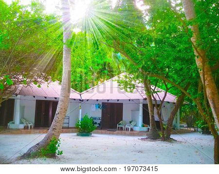 The view of Embudu Village Island, Maledives, Indian Ocean